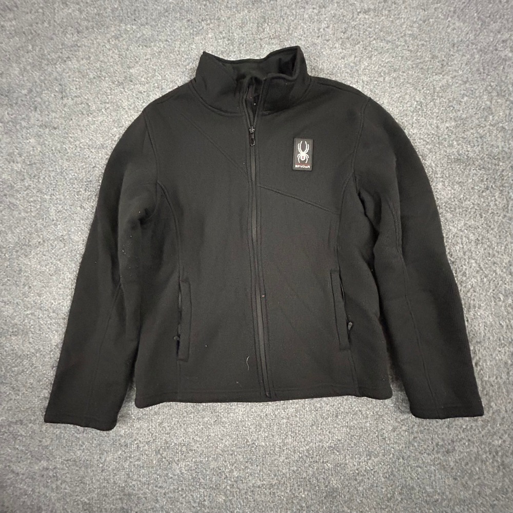Spyder Fleece Jacket Womens Size S Black Waffle Knit Sherpa Full Zip SPFD0103
